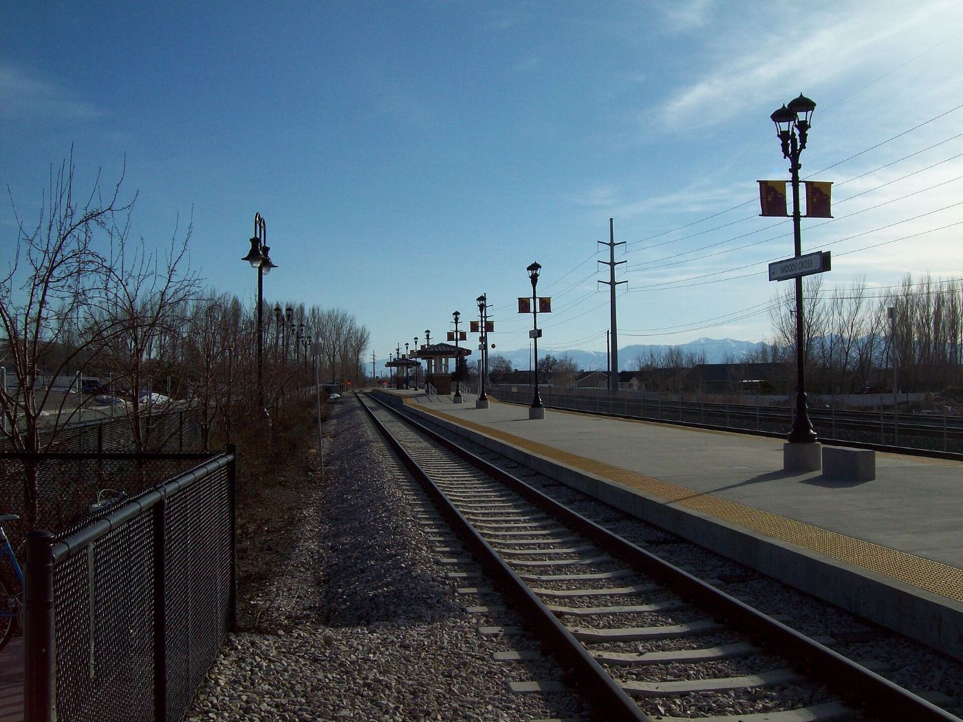 The Woods Cross FrontRunner station platform in Woods Cross, Utah